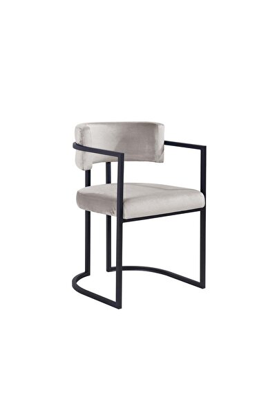 Roots Furniture كرسي طعام أليكسا باللون الرمادي الفاتح - أرجل سوداء