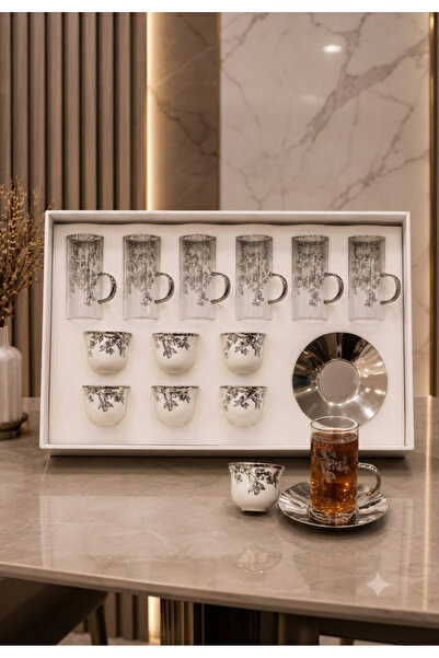 Generic Glass Tea Cups and Coffee Cups Set with Stainless Steel Saucers Luxur...