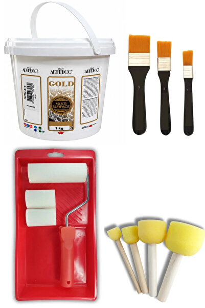 arttone Artdeco Multi Surface Akrilik Boya 1 KG Beyaz Rulo ve Fırça Tavası ı ...