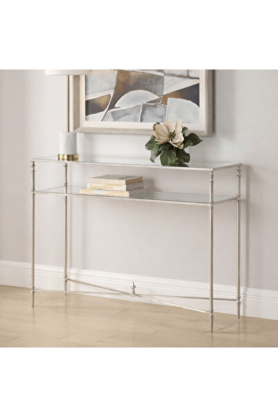 UTTERMOST طاولة كونسول مستطيلة فضية اللون من هينزلر، مقاس 114 عرض × 83 ارتفاع...