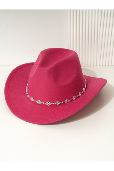 STARSTAR Women's Western Cowboy Hat with Rhinestones and Wide Brim (Fuchsia)