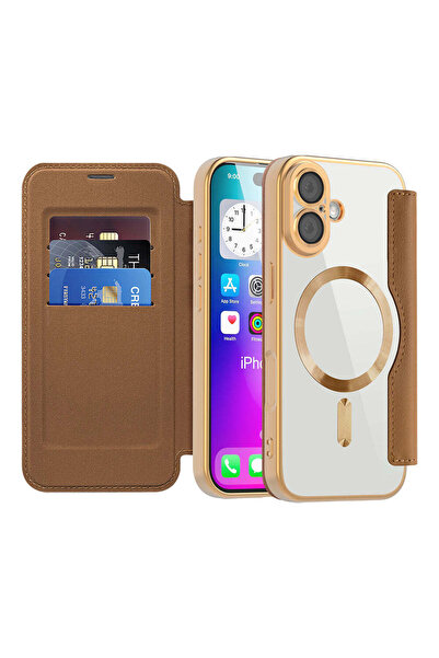 Techsuit Калъф за iPhone 17, SmartMag Book Case, син - кафяв