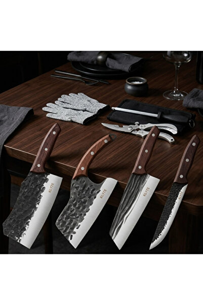 Klyte 8-Piece Kitchen Knife Set with Storage Bag, Gloves & Sharpener, Ultra-S...