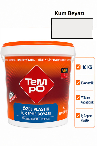 Tempo Plastik Boya Nefes Alan 10 Kg - Kum Beyazı