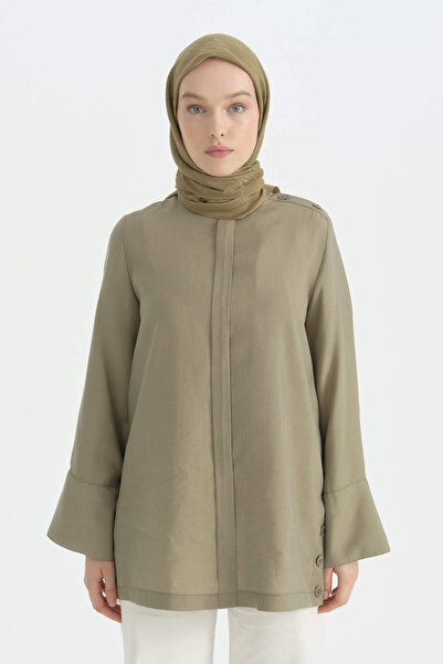 Nihan Logo Pattern Naia Cotton Scarf - Olive