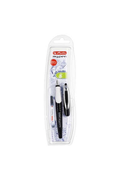 Herlitz Stilou pentru stangaci My.Pen, penita L, negru/alb