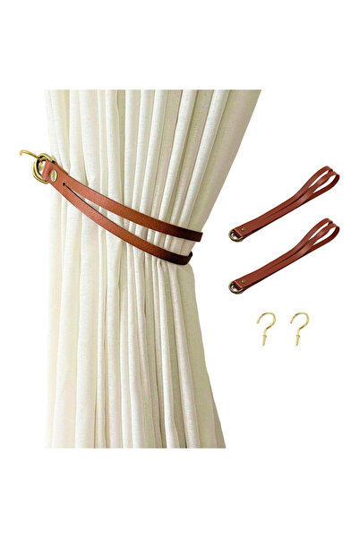 STARSTAR Faux leather curtain tiebacks – 2-piece set, 50 cm