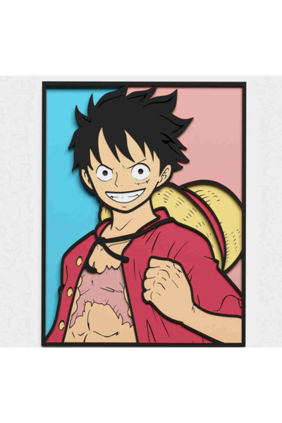 Gabcom Tablou Multilayer din Lemn - Luffy - , Dimensiune 35 x 27 cm, Decor 3D...