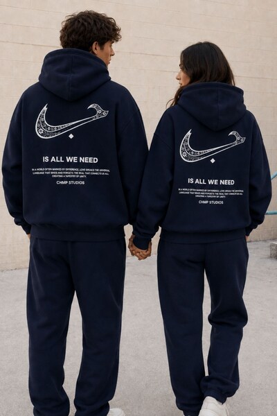 The Champ Clothing Unisex Oversize Φούτερ με κουκούλα Unity Bloom σε Σκούρο Μ...