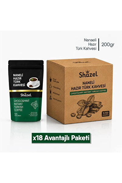 Shazel قهوة تركية جاهزة بالنعناع |   عبوة دوي باك |   200 جرام |   18 قطعة