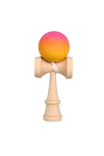 OEM Jucarie interactiva Kendama, din lemn, 18 cm, design gradient, Portocaliu...