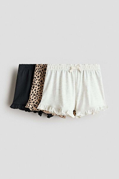 H&M 3-pack frill-trimmed cotton shorts