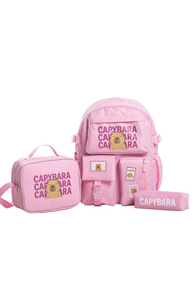 capybara مجموعة حقائب مدرسية مرخصة - حقيبة ظهر مدرسية، مقاومة للماء، مع جيوب،...