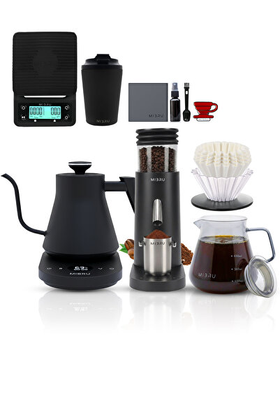 MIBRU مجموعة ماكينة تحضير القهوة اليدوية V60 Premium Pour Over من 11 قطعة مع ...