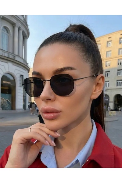 Beşgen Metal Çerçeveli Unisex Güneş Gözlüğü
