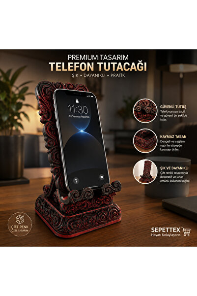SepetteX Dekoratif 3D Baskı Telefon Tutacağı | Çift Renk Tasarım Masaüstü Tel...