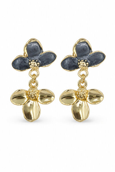 Jack Ferrero Yellow and Gray Floral Motif Dangle Bijoux Earrings - Modern and...