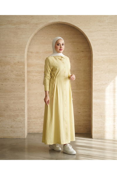 Verona-Gulf Cotton Tencel Fabric Dress with Buttons