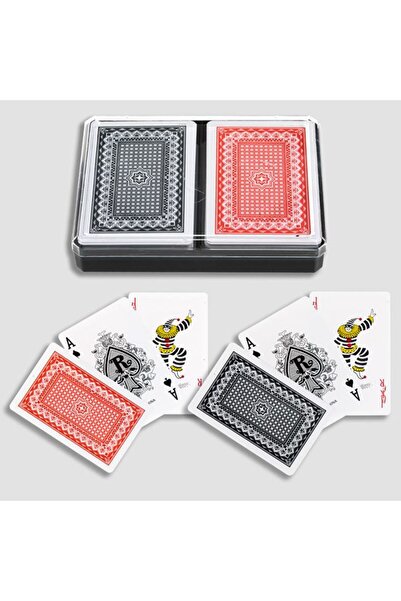 BAMI NETWORK Set carti de joc laminate rosu si albastru dimensiuni compacte