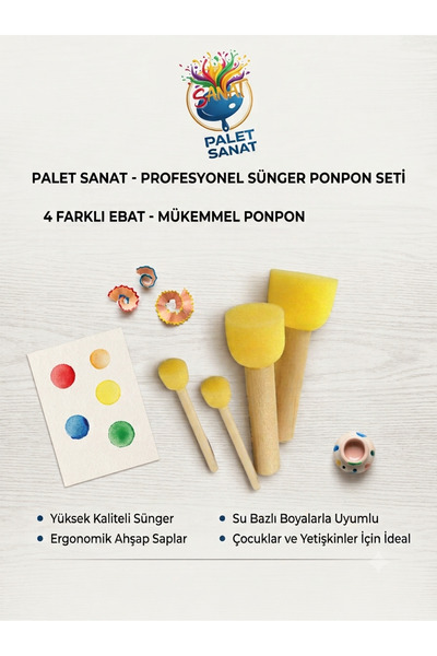 Palet Sanat Sünger Tampon Fırça Seti 4'lü STENCIL