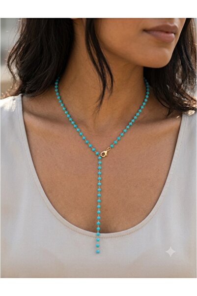 Ralp Moda Blue Bead Y Necklace