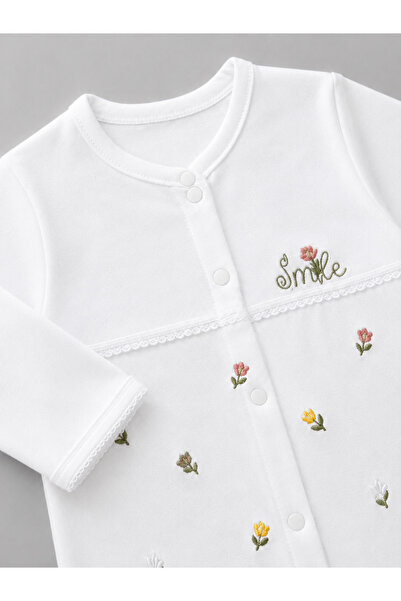 My Babies Label Premium Nakış Detaylı Yenidoğan Ayaklı Tulum ve Bere Seti – %...