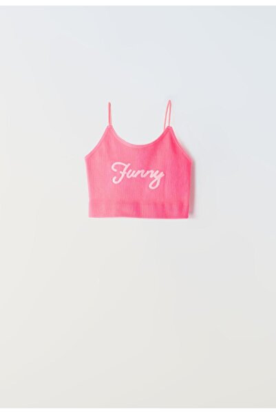 Evita Μπλούζα crop top "Funny" ροζ neon