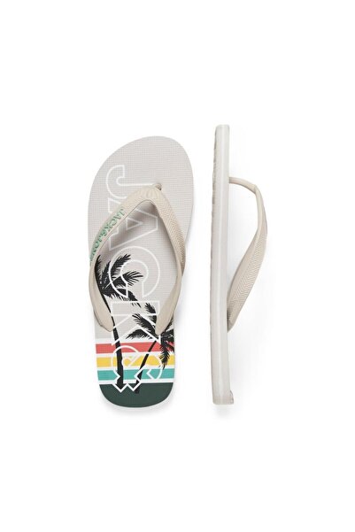 Jack & Jones Σαγιονάρες ανδρικές "Palm print" Moonbeam εκρού