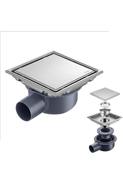STARSTAR 15x15 cm Square Stainless Steel Shower Floor Drain with 2-in-1 Hair ...