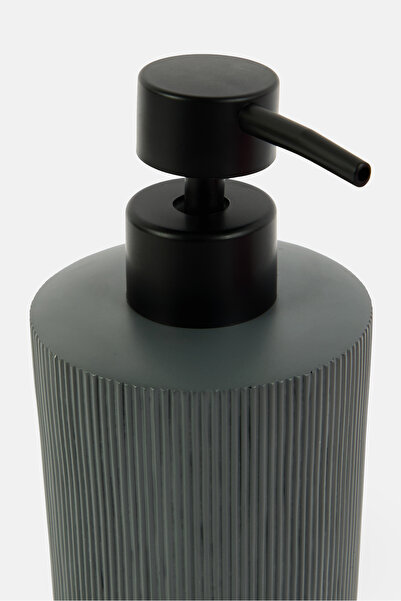 Trio Ceramic Ribbed Soap Lotion Dispenser, Charcoal