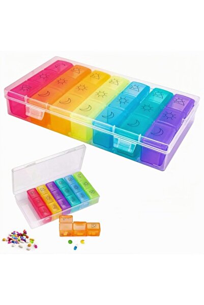 STARSTAR Portable 7-Day Pillbox, Large Compartments, Sturdy Design, 3-Times-a...