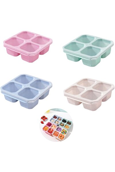 STARSTAR 4-Piece Bento Lunch Box Set with Lids, 4-Compartment Reusable Food S...