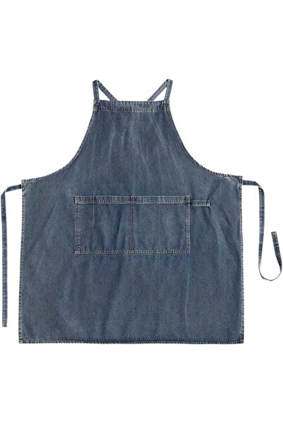 STARSTAR Unisex denim tool apron with pockets, retro crossover back design, s...