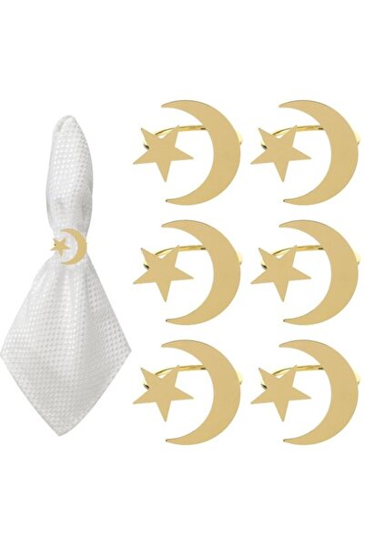 STARSTAR - Gold Napkin Rings - 6 Pieces - Ramadan Theme Design - Sturdy Mater...