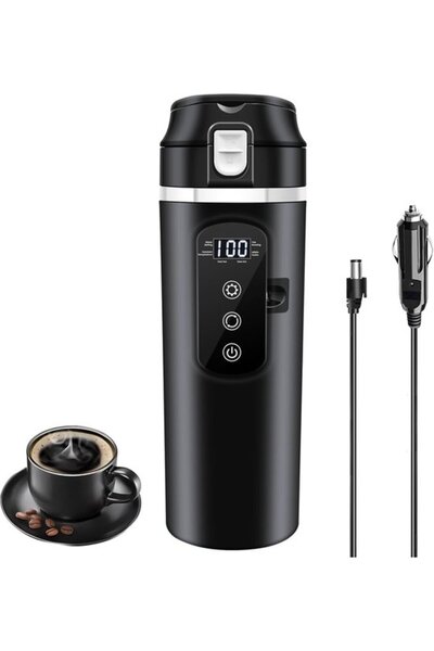 STARSTAR 400ml 12V/24V Stainless Steel Car Heating Mug with Anti-Spill Lid (U...