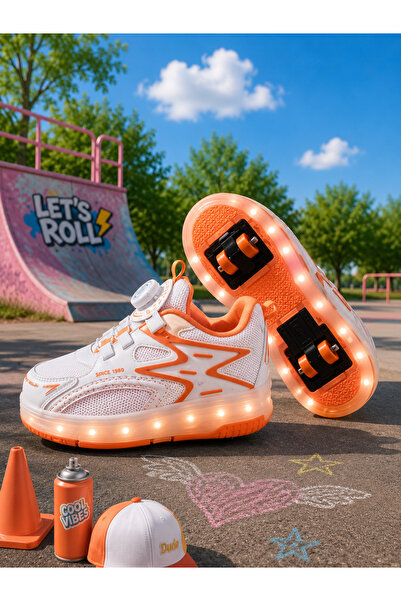 CCTWİNS KİDS Çocuk Patenli Işıklı Spor Ayakkabı Sneakers Ortopedik Taban Yürü...