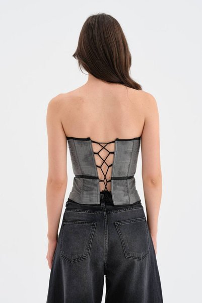 tw3 Women's Corset with Covered Bust and Underwire, Floral Detailed Design