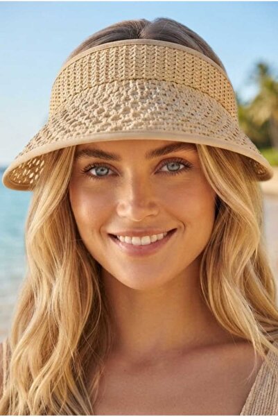 Uniquetrenders Women's Straw Visor Hat with Adjustable Back Strap, Knitted Mo...