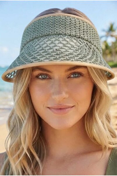 Uniquetrenders Women's Straw Visor Hat with Adjustable Back Strap, Knitted Mo...