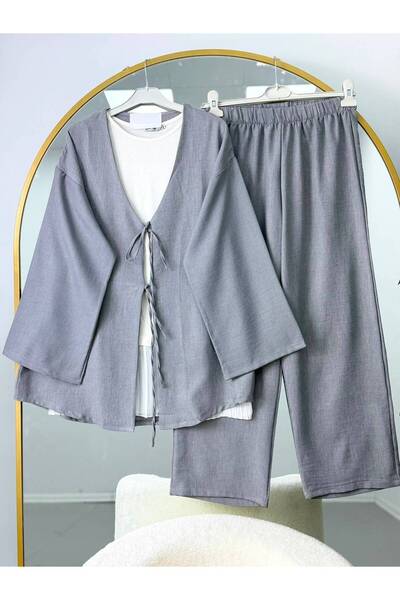 YILMAZBARMAZ Set kimono cu detaliu cravată