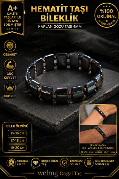 welmg Hematite Bracelet Tiger's Eye Bracelet - Natural Stone Bracelet