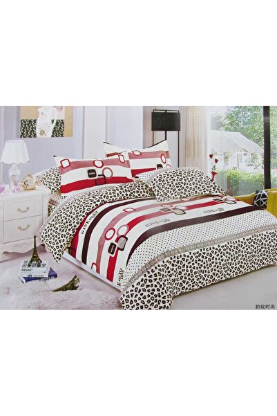 By Rozane Lenjerie de pat 4 piese din finet – imprimeu animal print și dungi ...