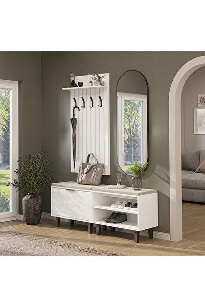 ROOMART Nord Vestiyer Takımı Kapaklı ve Kapaksız Bench,Lambri Askılıklı, Modü...