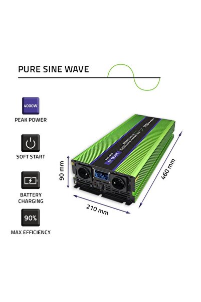 Qoltec Invertor 2000W 12V la 230V LCD UPS