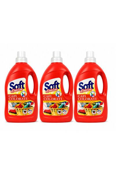 SOFT Set de 3 x Detergent lichid Delicare pentru haine colorate, 900 ml, 48 d...