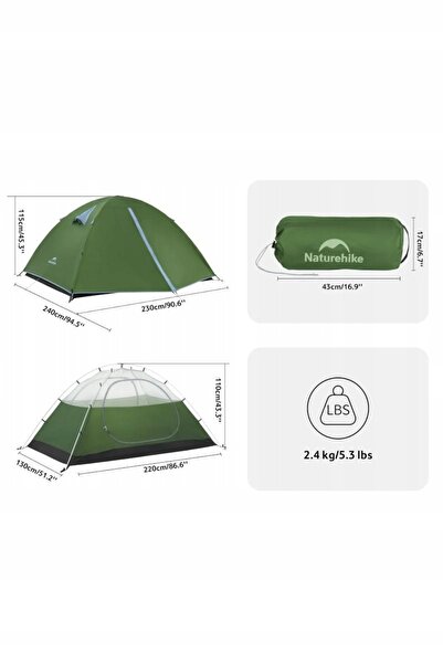 NO BRAND NATUREHIKE Cort de camping Bleik pentru 2 persoane Tip A CNK2550WS03...