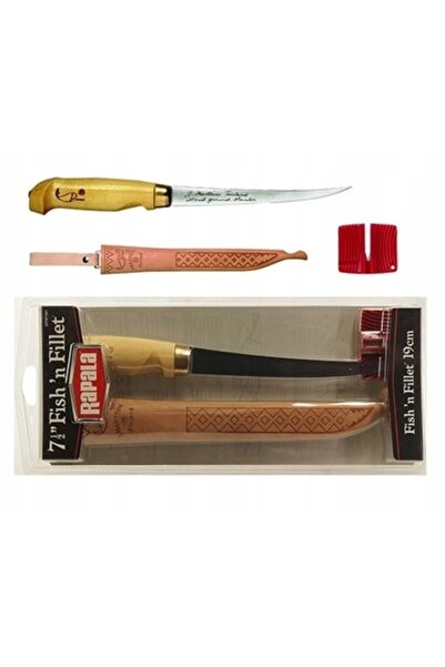 NO BRAND Cuțit Rapala pentru filetat pește 19cm, husă din piele + ascuțitoare