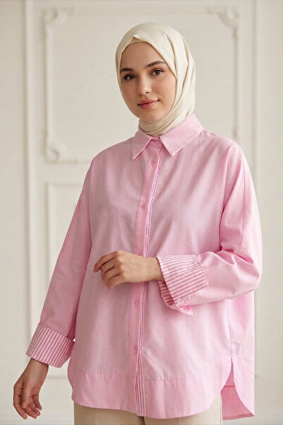 TOFİSA Arkası Roba Detaylı Tunik Pembe - 28727-PEMBE