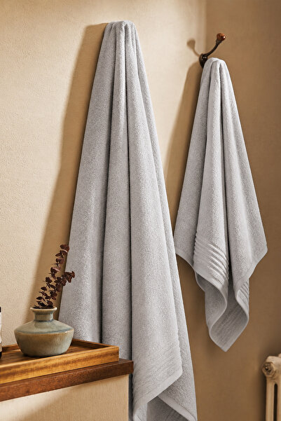 TEOHOMELİNENS Ephesus Bath Towel Set, Set of 2, 60% Bamboo 40% Cotton, Light ...