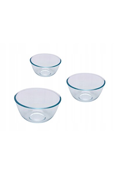NO BRAND Set de 3 boluri Pyrex rezistente la căldură, rotunde, de 14cm (0.7L)...